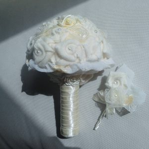 bukiet ślubny eco róże