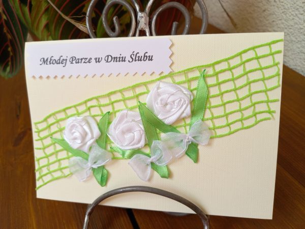 Kartka ślubna 3 białe róże